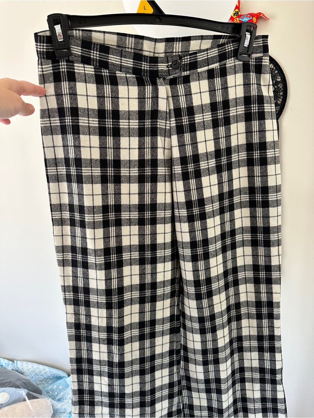 Women’s Wool Black & White Plaid Trousers